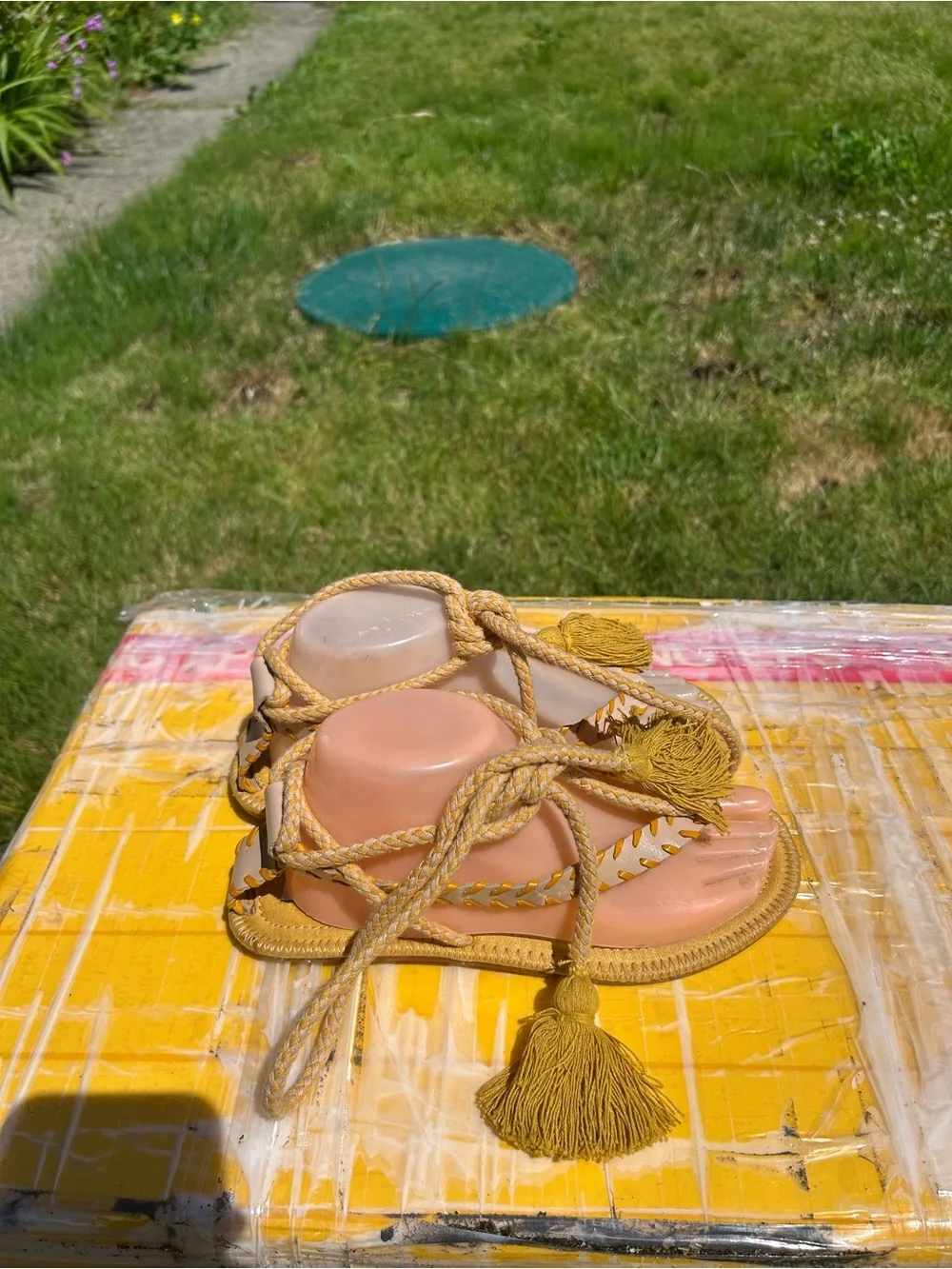 Zara Women’s Tassel Rope Sandals in Mustard Yellow Size 37/7US - Picture 5 of 13